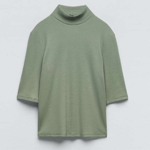 ZARA: Ribbed High Collar Top - Picture 3 of 6